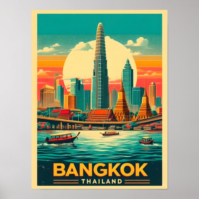Affiche Skyline de Bangkok - Thailande cadeaux de voyage (Devant)