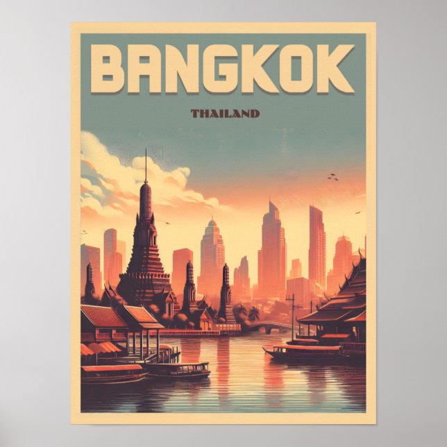 Affiche Skyline de Bangkok - Thailande cadeaux de voyage (Devant)
