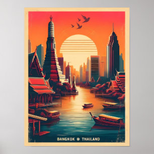 Affiche Skyline de Bangkok - Thailande cadeaux de voyage