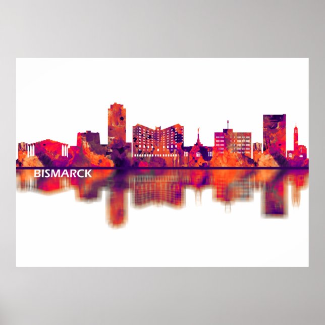 Affiche Skyline de Bismarck Dakota du Nord (Devant)