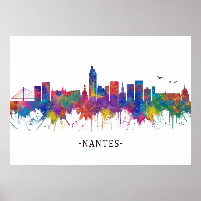 Affiche Skyline de Nantes France (Devant)