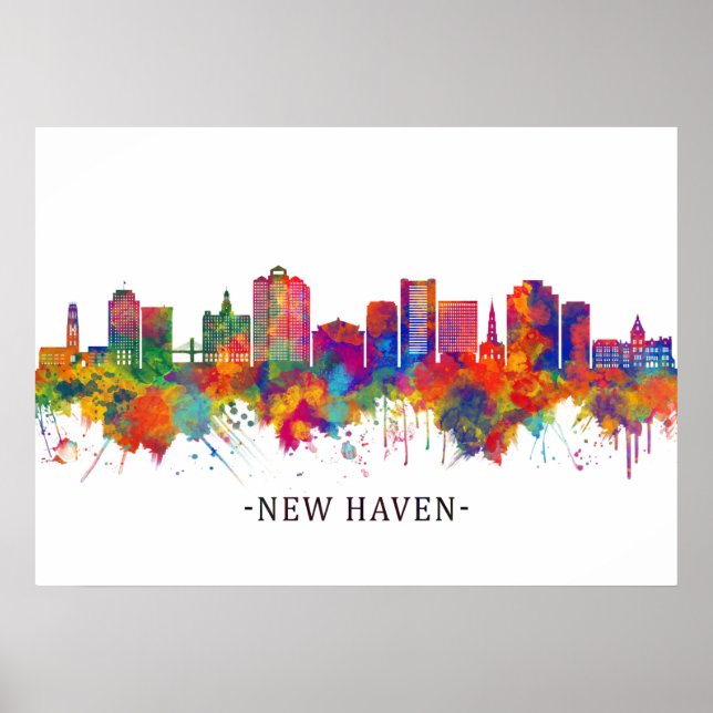 Affiche Skyline de New Haven Connecticut (Devant)