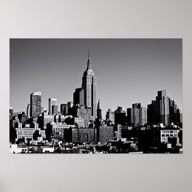 Affiche Skyline de New York en noir et blanc (Devant)