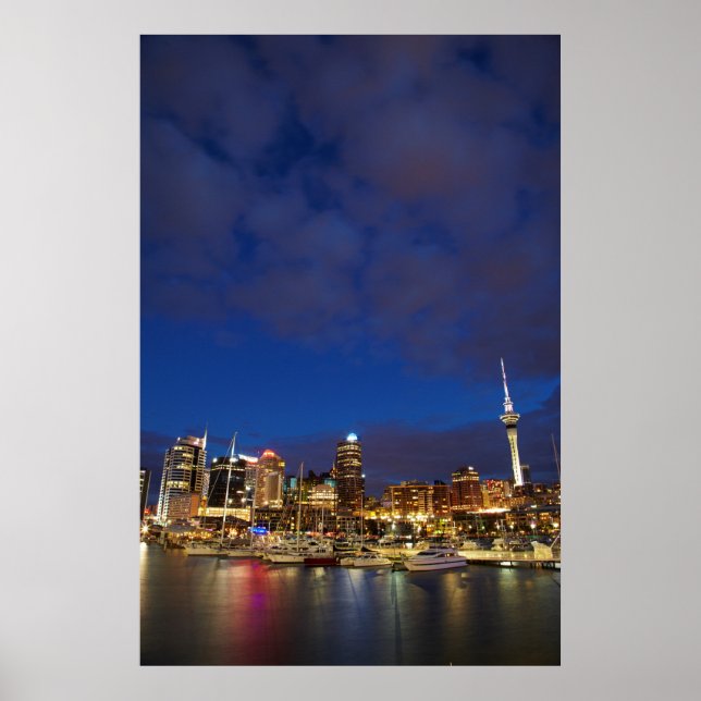 Affiche Skyline de nuit Auckland (Devant)