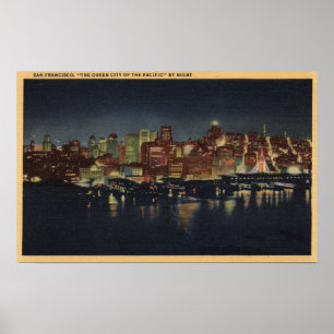 Affiche Skyline de nuit de "La ville reine de