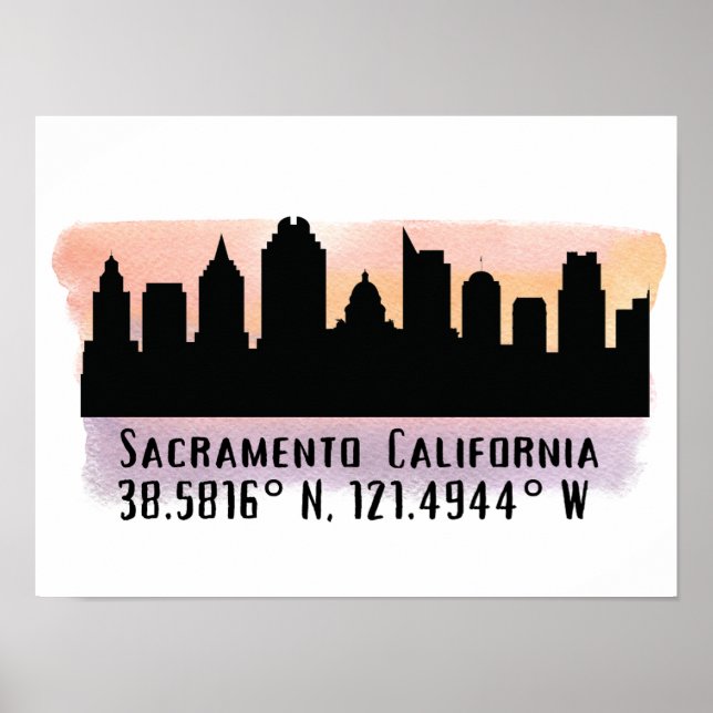 Affiche Skyline de Sacramento CA City (Devant)
