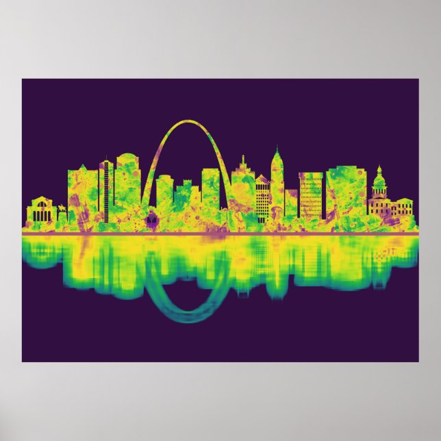 Affiche Skyline de Saint-Louis Missouri (Devant)