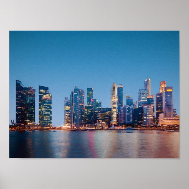 Affiche Skyline de Singapour (Devant)