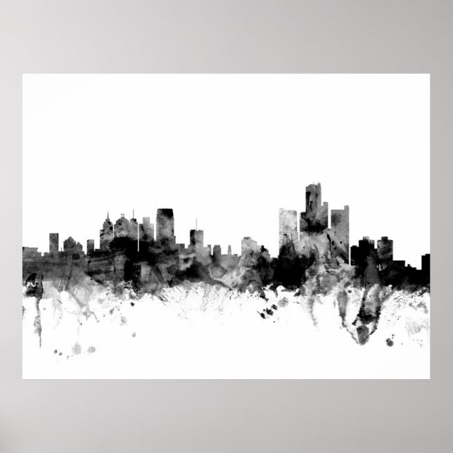 Affiche Skyline Detroit Michigan (Devant)