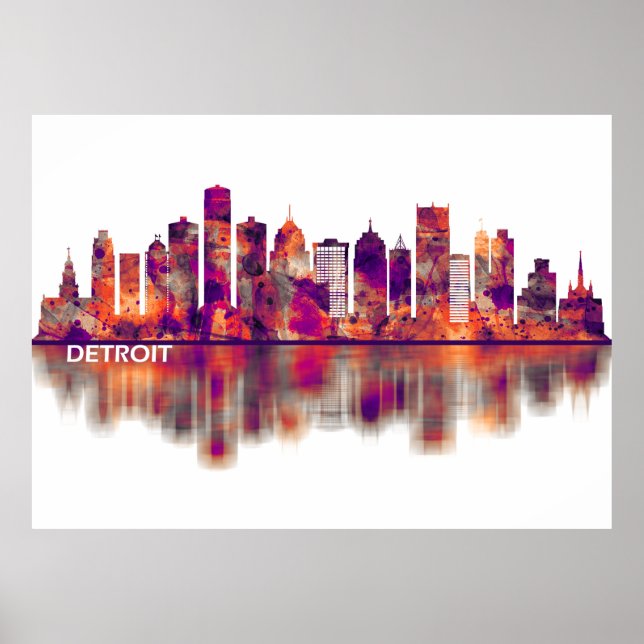Affiche Skyline Detroit Michigan (Devant)