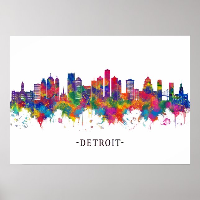 Affiche Skyline Detroit Michigan (Devant)