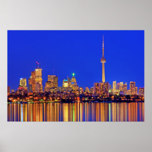 Affiche Skyline du centre-ville de Toronto la nuit