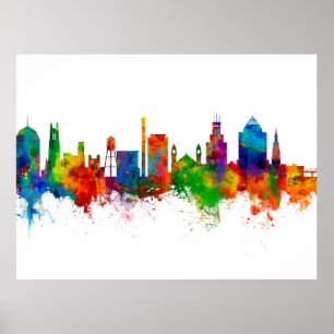 Affiche Skyline Durham Caroline du Nord