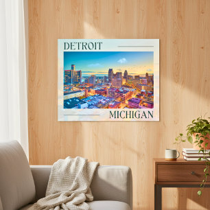 Affiche Skyline dynamique de Detroit au coucher du soleil