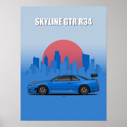 Affiche Skyline GTR R34