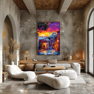 Affiche Skyline Istanbul City - Art turc animé