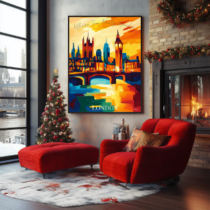 Affiche Skyline londonienne dynamique dans le style Fauvis