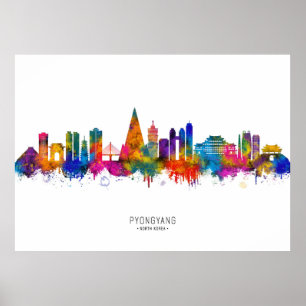 Affiche Skyline Pyongyang Corée du Nord