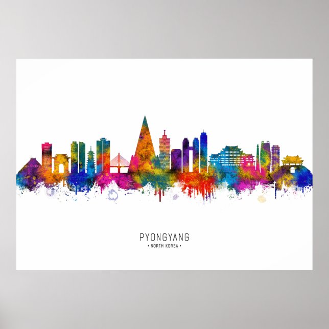 Affiche Skyline Pyongyang Corée du Nord (Devant)