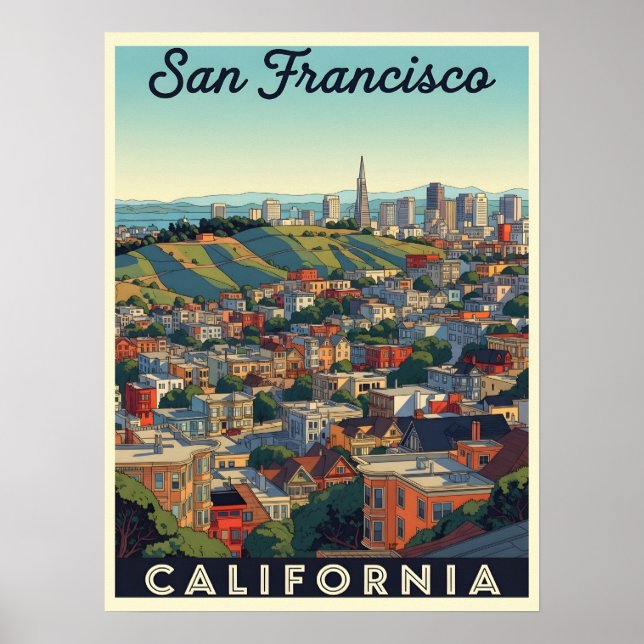 Affiche Skyline San Francisco avec collines ondoyantes (Devant)