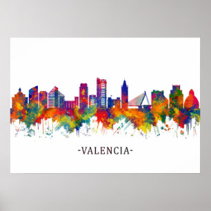 Affiche Skyline Valencia Espagne