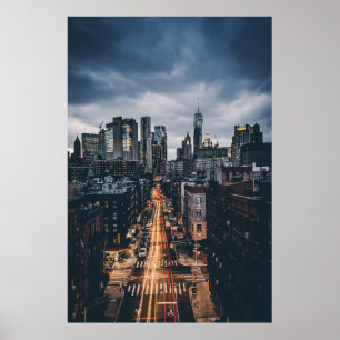 AFFICHE SKYLINE VILLE VUE SUR LE PONT DE MANHATTAN