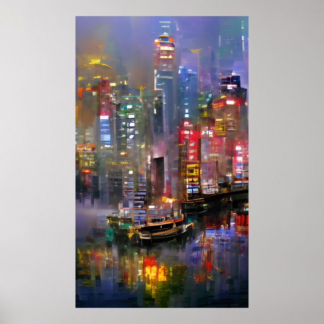 Affiche Skyscraper - Peinture Abstraite colorée (Devant)