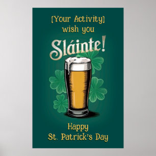 Affiche Slàinte ! Saint Patrick's Day Pint of Beer on Gree