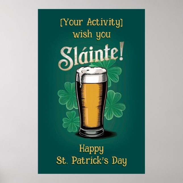 Affiche Slàinte ! Saint Patrick's Day Pint of Beer on Gree (Devant)