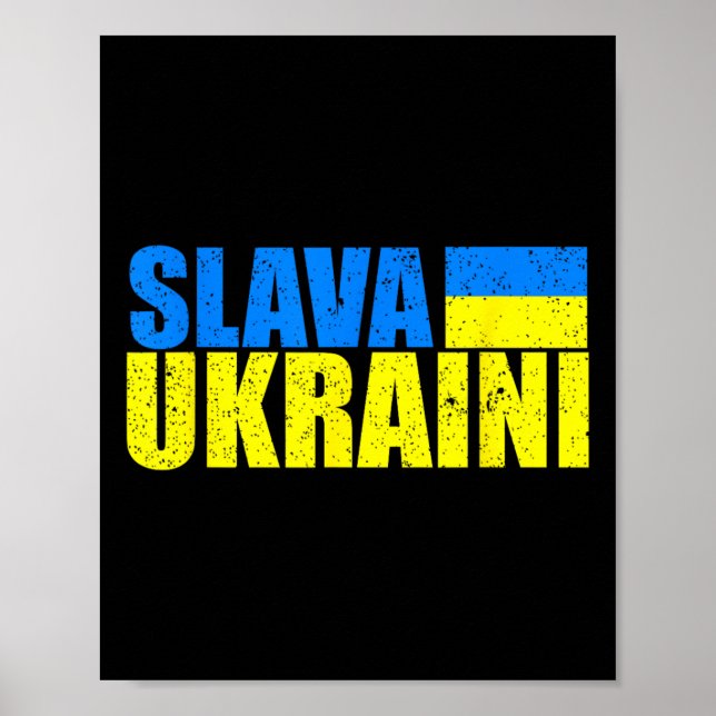 Affiche Slava Ukraini Couleurs du drapeau ukrainien en dét (Devant)