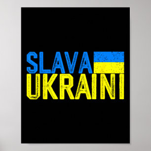 Affiche Slava Ukraini Drapeau de l'Ukraine Couleurs en dét