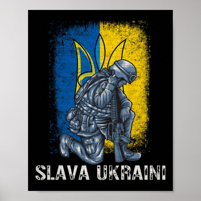 Affiche Slava Ukraïni Gloire à l'Ukraine Trident Pro Ukrai (Devant)