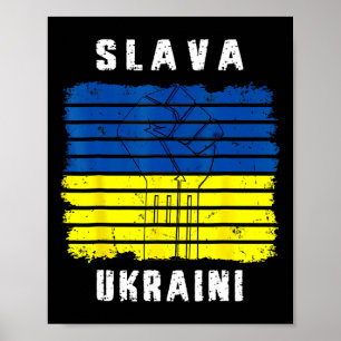 Affiche Slava Ukraini Soutenez l'Ukraine Vintage Drapeau U