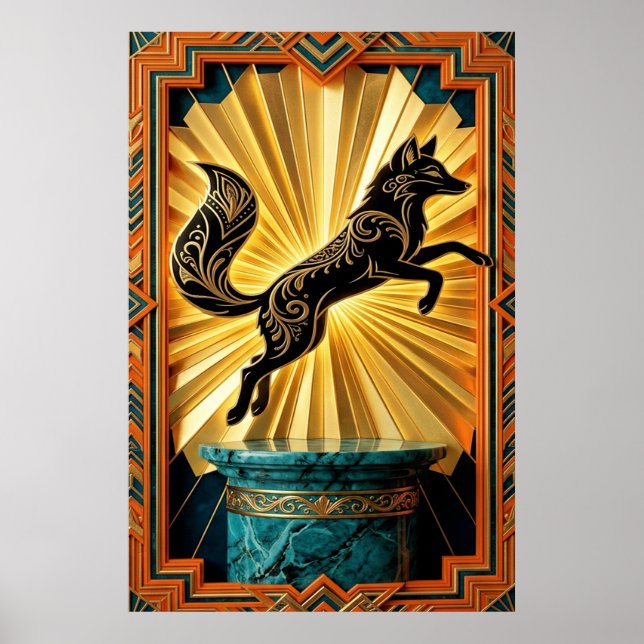 Affiche Sleek Art Deco Panther Silhouette Black Gold (Devant)