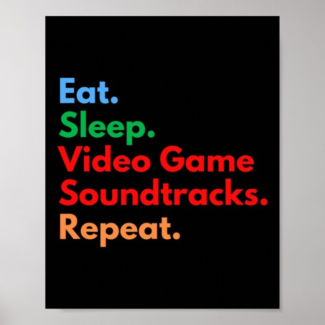 Affiche Sleep Video Game Soundtracks Répéter Pour Gaming L (Devant)