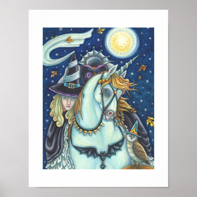 AFFICHE SLEEPER HOLLOW WITCH UNICORN OWL, HALLOWEEN IMAGIN (Devant)