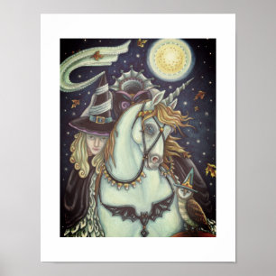 AFFICHE SLEEPER HOLLOW WITCH UNICORN OWL, HALLOWEEN IMAGIN