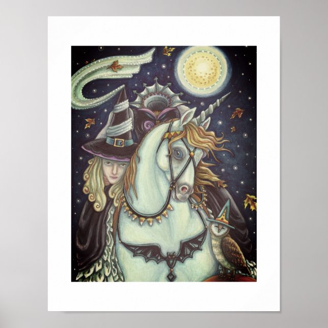 AFFICHE SLEEPER HOLLOW WITCH UNICORN OWL, HALLOWEEN IMAGIN (Devant)