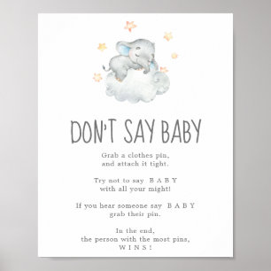Affiche Sleeping Little Elephant Boy Ne pas dire Baby Game