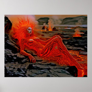 Affiche "Sleeping Magma" - Portrait de femme volcanique
