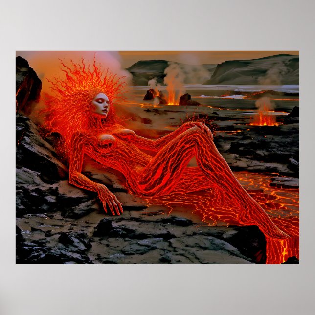 Affiche "Sleeping Magma" - Portrait de femme volcanique (Devant)