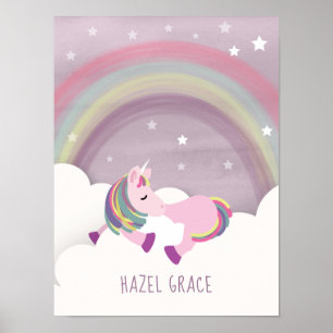 Affiche Sleeping Unicorn Rainbow Nursery Art