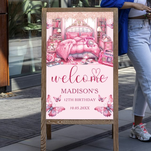 Affiche Sleepover Fille Anniversaire Accueil personnalisé (Créateur téléchargé)