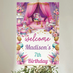 Affiche Sleepover Fille Anniversaire Bienvenue Rose Purple