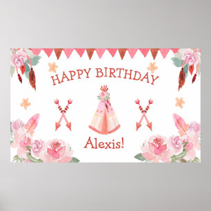 Affiche Sleepover Fille de la fête du bois rose Teepee Ann