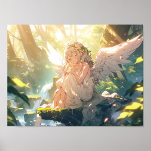 Affiche Sleepy angélique anime fille en forêt