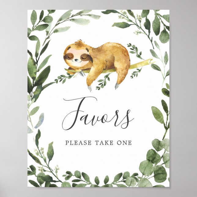 Affiche Sleepy Sloth Baby shower Faveurs Signe (Devant)