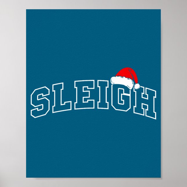 Affiche Sleigh Christmas Varsity Minimal Text Santa Hat Fa (Devant)