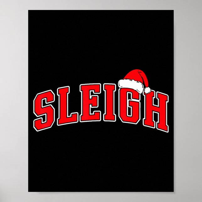 Affiche Sleigh Christmas Varsity Text With Santa Hat Famil (Devant)