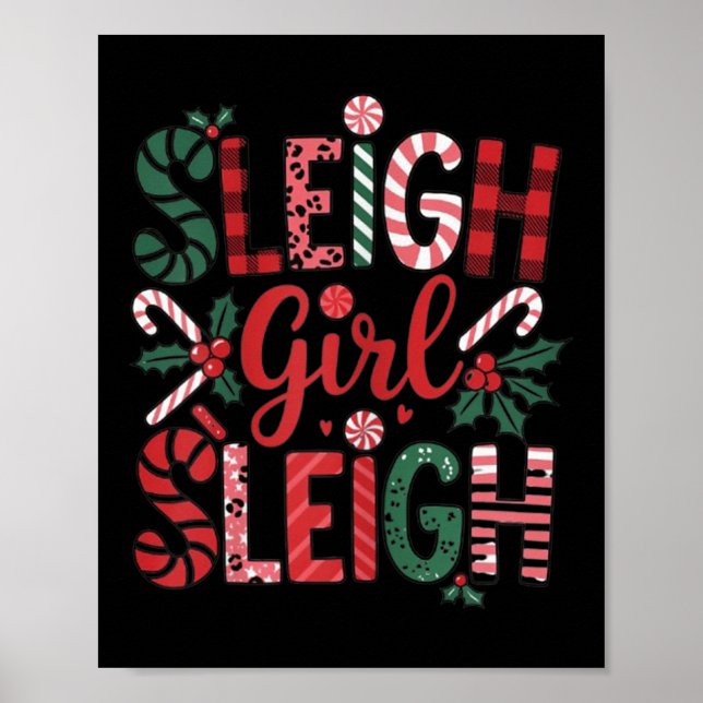 Affiche Sleigh Girl Sleigh Funny Little Women's Retro Chri (Devant)